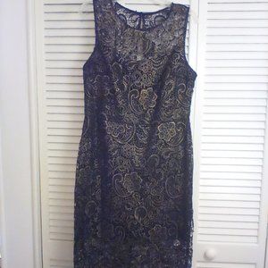 Chunky metallic lace sheath dress